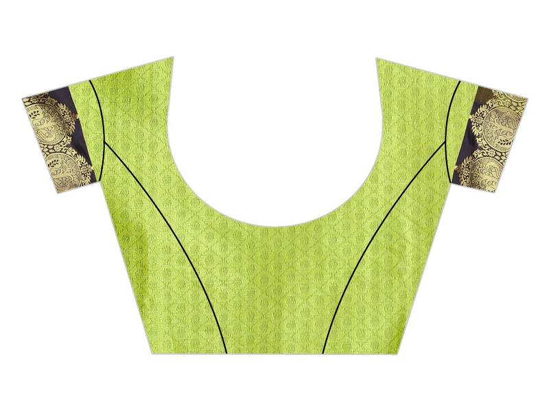 Parrot Green Women's Sana Silk Banarasi Saree With Jacquard Blouse
