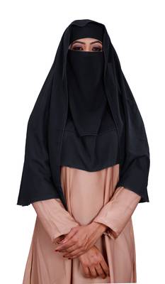 Plain 3 Layer Hijab Style Diamond Georgette Niqab Veil Scarf For Women 1