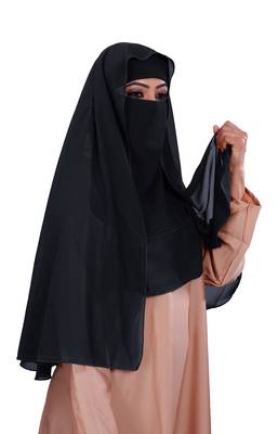 Plain 3 Layer Hijab Style Diamond Georgette Niqab Veil Scarf For Women 4