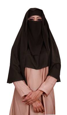 Women Georgette 3 Layer Hijab Style Niqab Veil Scarf (Mist Color) 1