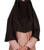 Women Georgette 3 Layer Hijab Style Niqab Veil Scarf (Mist Color)