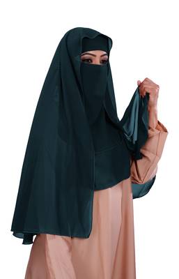 Women Georgette 3 Layer Hijab Style Niqab Veil Scarf 4