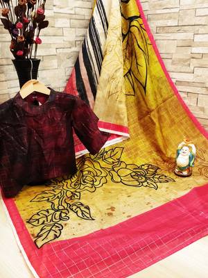 Multicolor printed chanderi saree with blouse 5
