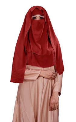 Women Georgette 3 Layer Hijab Style Niqab Veil Scarf 1