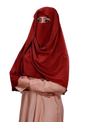 Women Georgette 3 Layer Hijab Style Niqab Veil Scarf 2