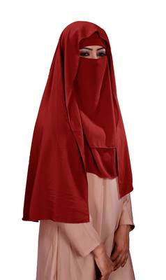 Women Georgette 3 Layer Hijab Style Niqab Veil Scarf 3