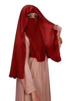 Women Georgette 3 Layer Hijab Style Niqab Veil Scarf 5