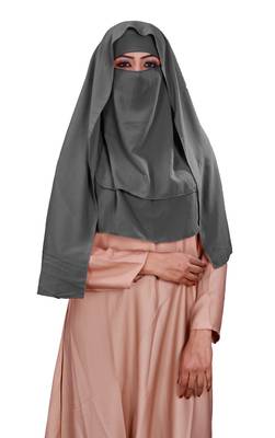 Women Georgette 3 Layer Hijab Style Niqab Veil Scarf  1