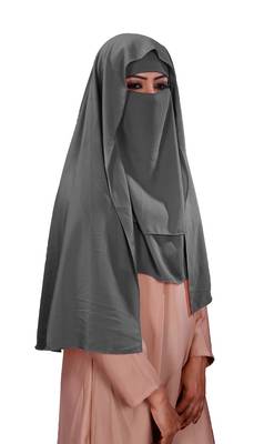Women Georgette 3 Layer Hijab Style Niqab Veil Scarf  3