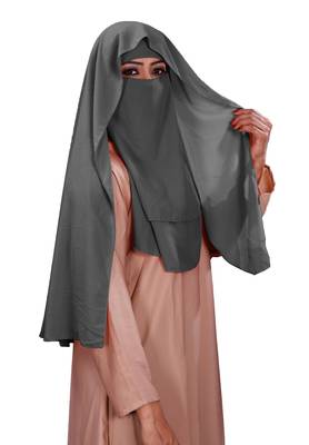 Women Georgette 3 Layer Hijab Style Niqab Veil Scarf  5