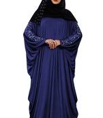 Women'S Casual Wear Pearl Work Plain Abaya With Hijab Scarf 