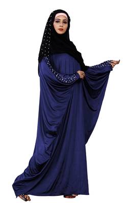 Women'S Casual Wear Pearl Work Plain Abaya With Hijab Scarf  4
