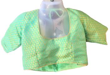 Turquoise Green Brocade Readymade Blouse 3