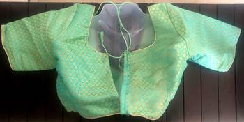 Turquoise Green Brocade Readymade Blouse 4