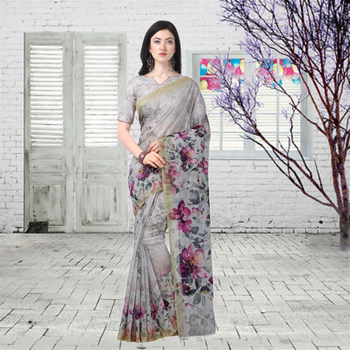 Multicolor printed chanderi saree with blouse 2
