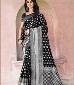 Black Woven Kanjivaram Silk Saree With Blouse