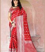 Red Woven Art Silk Saree With Blouse