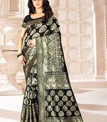 Black Woven Art Silk Saree With Blouse