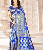 Royal Blue Woven Kanjivaram Silk Saree With Blouse