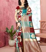 Maroon Woven Kanjivaram Silk Saree With Blouse
