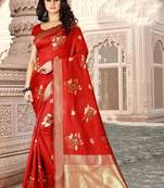 Red Woven Art Silk Saree With Blouse