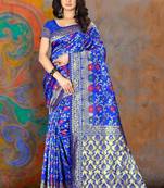 Royal Blue Woven Kanjivaram Silk Saree With Blouse