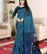 Blue Printed Saree With Blouse