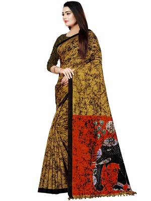 Yellow Printed Saree With Blouse 2