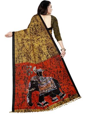 Yellow Printed Saree With Blouse 3