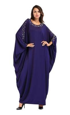 Women'S Pearl Work Plain Abaya With Hijab Scarf 1