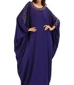 Women'S Pearl Work Plain Abaya With Hijab Scarf