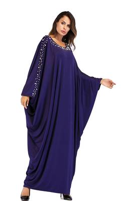 Women'S Pearl Work Plain Abaya With Hijab Scarf 4