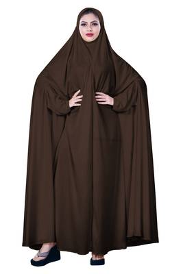 Women Brown Color Hosiery Plain Chaderi Abaya 1