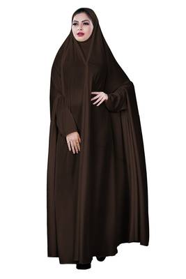 Women Brown Color Hosiery Plain Chaderi Abaya 3