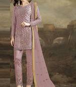 Light-wine embroidered net salwar