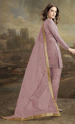 Light-wine embroidered net salwar 2
