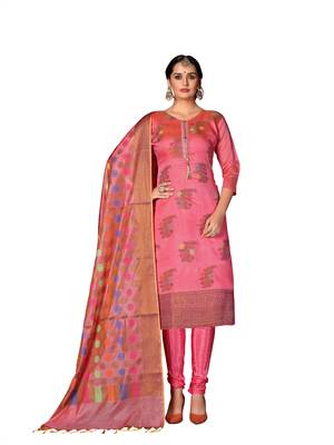 Pink Woven Art Silk Salwar 1