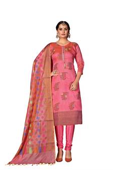 Pink Woven  Art Silk Salwar