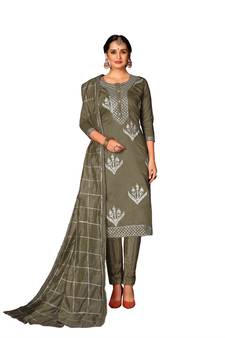 Mehendi Woven Cotton Salwar