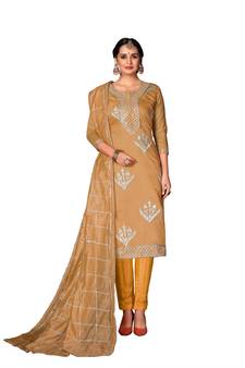 Beige Woven Cotton Salwar