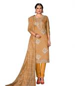 Beige Woven Cotton Salwar