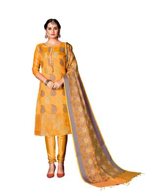 Yellow Woven  Art Silk Salwar 1