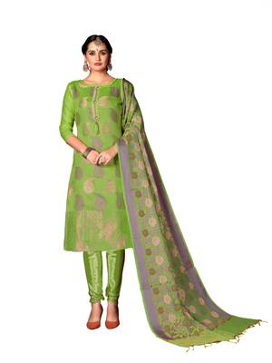 Green Woven Art Silk Salwar 1