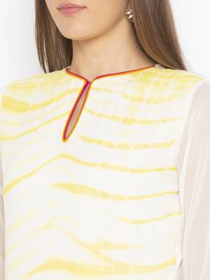 Off White Embroidered Georgette Party Wear Kurti 5