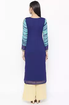 Blue Embroidered Georgette Party Wear Kurti