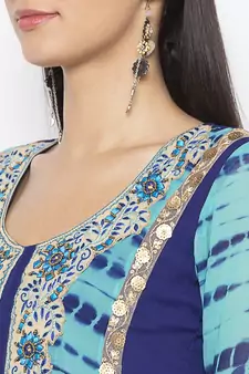 Blue Embroidered Georgette Party Wear Kurti