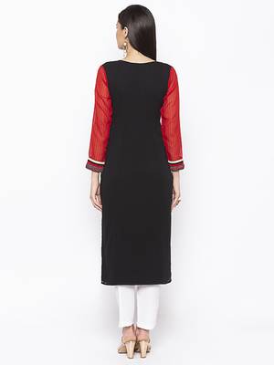 Red Embroidered Georgette Party Wear Kurti 4