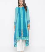Light Blue Embroidered Georgette Party Wear Kurti