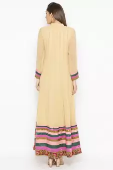 Beige Embroidered Georgette Party Wear Kurti