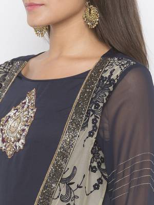 Beige Embroidered Net Party Wear Kurti 5